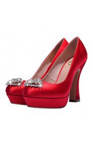 Women's Wedding Shoes Heels / Platform / Closed Toe Heels Wedding / Party & Evening / Dress Red / White / Champagne