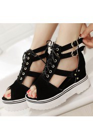 Women's Shoes Platform Wedges/Platform/Creepers/Open Toe Sandals Dress Black/Blue/Red/Almond