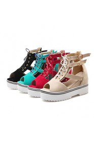 Women's Shoes Platform Wedges/Platform/Creepers/Open Toe Sandals Dress Black/Blue/Red/Almond