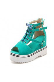 Women's Shoes Platform Wedges/Platform/Creepers/Open Toe Sandals Dress Black/Blue/Red/Almond