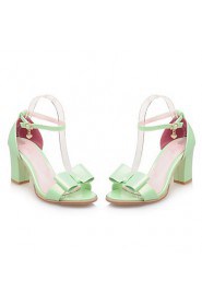 Women's Shoes Chunky Heel Round Toe Sandals Dress Green / Pink / White / Silver