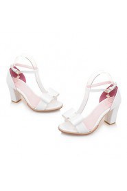 Women's Shoes Chunky Heel Round Toe Sandals Dress Green / Pink / White / Silver