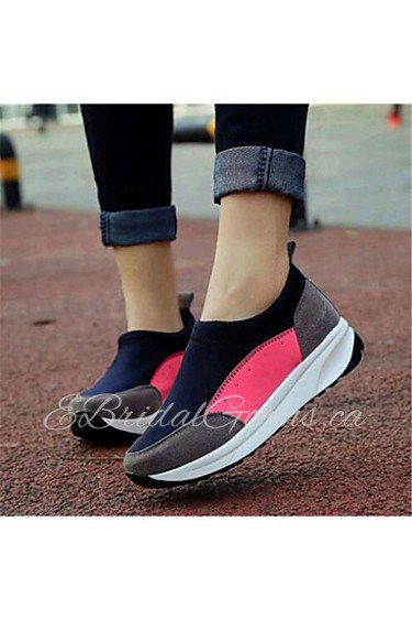 Women's Shoes Canvas Flat Heel Comfort Loafers Outdoor / Athletic Black / Red