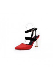 Women's Shoes Leatherette Chunky Heel Heels Heels Wedding / Office & Career / Dress Black / Red / White / Beige