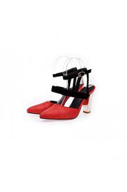 Women's Shoes Leatherette Chunky Heel Heels Heels Wedding / Office & Career / Dress Black / Red / White / Beige