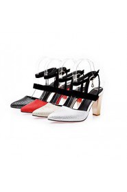 Women's Shoes Leatherette Chunky Heel Heels Heels Wedding / Office & Career / Dress Black / Red / White / Beige