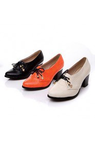 Women's Shoes Chunky Heel Comfort / Pointed Toe Oxfords Outdoor / Office & Career / Dress Black / Beige / Orange