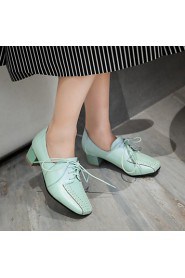 Women's Shoes Leatherette Chunky Heel Heels Heels Outdoor / Office & Career / Casual Blue / Green / Pink / White / Gray