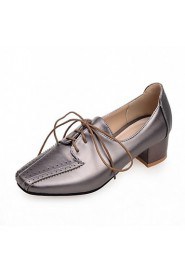 Women's Shoes Leatherette Chunky Heel Heels Heels Outdoor / Office & Career / Casual Blue / Green / Pink / White / Gray