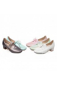 Women's Shoes Leatherette Chunky Heel Heels Heels Outdoor / Office & Career / Casual Blue / Green / Pink / White / Gray