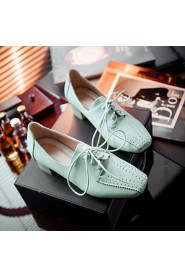 Women's Shoes Leatherette Chunky Heel Heels Heels Outdoor / Office & Career / Casual Blue / Green / Pink / White / Gray