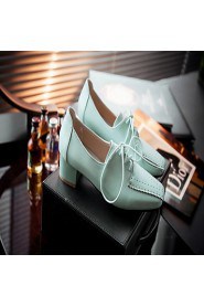 Women's Shoes Leatherette Chunky Heel Heels Heels Outdoor / Office & Career / Casual Blue / Green / Pink / White / Gray