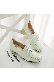 Women's Shoes Leatherette Chunky Heel Heels Heels Outdoor / Office & Career / Casual Blue / Green / Pink / White / Gray