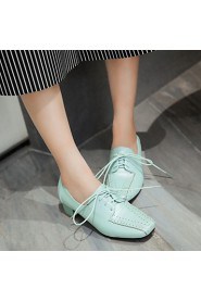 Women's Shoes Leatherette Chunky Heel Heels Heels Outdoor / Office & Career / Casual Blue / Green / Pink / White / Gray