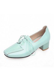 Women's Shoes Leatherette Chunky Heel Heels Heels Outdoor / Office & Career / Casual Blue / Green / Pink / White / Gray