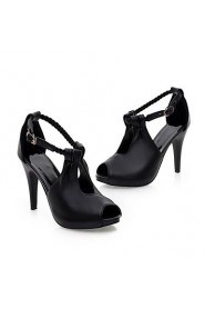 Women's Shoes Leatherette Stiletto Heel Heels / Peep Toe Sandals Office & Career / Dress / Casual Black / White