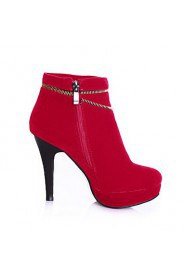 Women's Shoes Faux Stiletto Heel Fashion Boots/Round Toe Boots Dress/Casual Black/Red