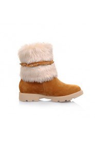 Women's Shoes Round Toe Chunky Heel Mid-Calf Boots with Fur More Colors available