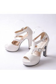 Women's Shoes Chunky Heel Peep Toe / Platform Sandals Wedding / Party & Evening / Dress Black / White / Almond