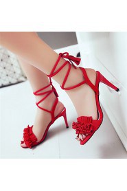 Women's Shoes Stiletto Heel Peep Toe / Open Toe Sandals Dress / Casual Black / Pink / Red / Gray