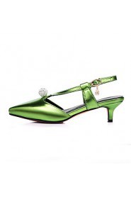 Women's Shoes Low Heel Pointed Toe / Open Toe Heels Party & Evening / Dress / Casual Green / Pink / Red / Silver / Gold