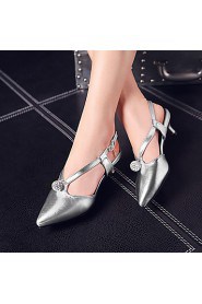 Women's Shoes Low Heel Pointed Toe / Open Toe Heels Party & Evening / Dress / Casual Green / Pink / Red / Silver / Gold