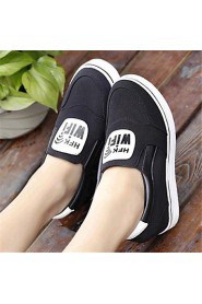 Women's Shoes Canvas Wedge Heel Wedges Loafers Outdoor / Casual Black / Red / Gray