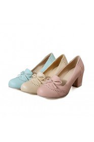 Women's Shoes Leatherette Chunky Heel Heels Heels Wedding / Office & Career / Party & Evening Blue / Pink / Beige