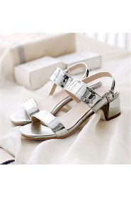 Women's Shoes Customized Materials Chunky Heel Heels Sandals Wedding / Party & Evening / Dress / Casual Pink / Silver