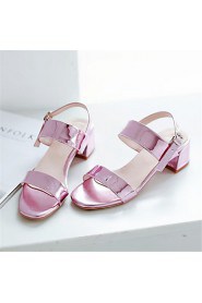 Women's Shoes Customized Materials Chunky Heel Heels Sandals Wedding / Party & Evening / Dress / Casual Pink / Silver