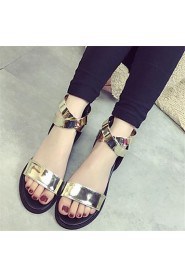 Women's Shoes Synthetic Flat Heel Peep Toe / Creepers Sandals Outdoor / Casual Silver / Gold