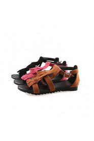 Women's Shoes Flat Heel Round Toe Sandals Casual Black / Brown / Red