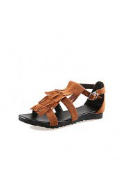 Women's Shoes Flat Heel Round Toe Sandals Casual Black / Brown / Red