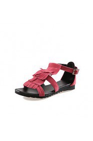 Women's Shoes Flat Heel Round Toe Sandals Casual Black / Brown / Red