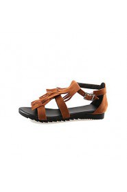 Women's Shoes Flat Heel Round Toe Sandals Casual Black / Brown / Red