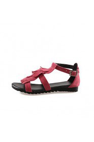 Women's Shoes Flat Heel Round Toe Sandals Casual Black / Brown / Red