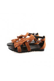 Women's Shoes Flat Heel Round Toe Sandals Casual Black / Brown / Red