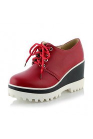 Women's Shoes Synthetic Wedge Heel Wedges / Round Toe Heels Outdoor / Casual Black / Red / White