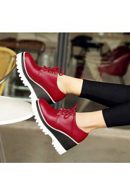 Women's Shoes Synthetic Wedge Heel Wedges / Round Toe Heels Outdoor / Casual Black / Red / White