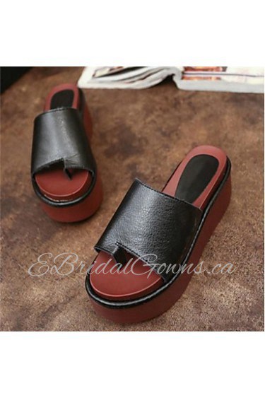 Women's Shoes Wedge Heel Toe Ring Sandals Casual Black/White