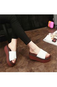 Women's Shoes Wedge Heel Toe Ring Sandals Casual Black/White