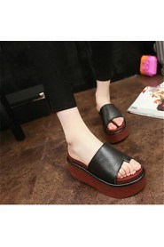 Women's Shoes Wedge Heel Toe Ring Sandals Casual Black/White