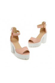 Women's Shoes Leatherette Chunky Heel Heels / Peep Toe / Platform Sandals Dress / Casual Blue / Pink / White