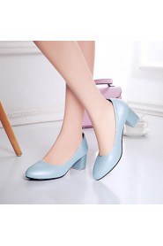 Women's Shoes Leatherette Chunky Heel Heels Heels Wedding / Office & Career / Casual Black / Blue / Pink / White