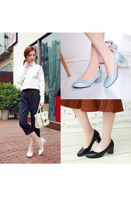 Women's Shoes Leatherette Chunky Heel Heels Heels Wedding / Office & Career / Casual Black / Blue / Pink / White