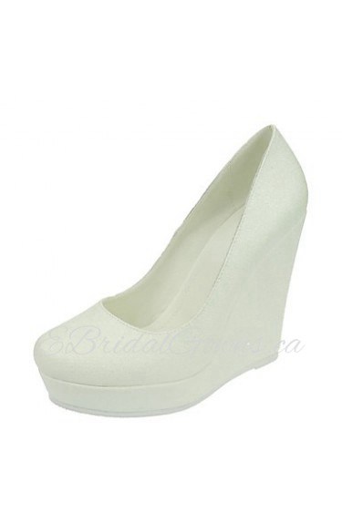 Women's Wedding Shoes Round Toe Wedges Heel Wedding / Dress White