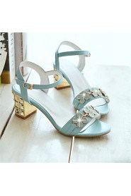 Women's Shoes Leatherette Chunky Heel Heels Sandals Wedding / Party & Evening / Dress / Casual Blue / Pink