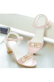 Women's Shoes Leatherette Chunky Heel Heels Sandals Wedding / Party & Evening / Dress / Casual Blue / Pink