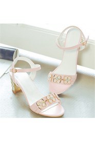 Women's Shoes Leatherette Chunky Heel Heels Sandals Wedding / Party & Evening / Dress / Casual Blue / Pink