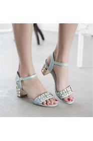 Women's Shoes Leatherette Chunky Heel Heels Sandals Wedding / Party & Evening / Dress / Casual Blue / Pink